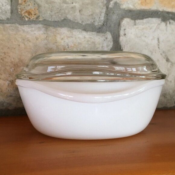 Vintage DYNAWARE PYR-O-REY Brown Daisy INDIVIDUAL Casserole MILK GLASS w Lid #10 - Picture 4 of 7